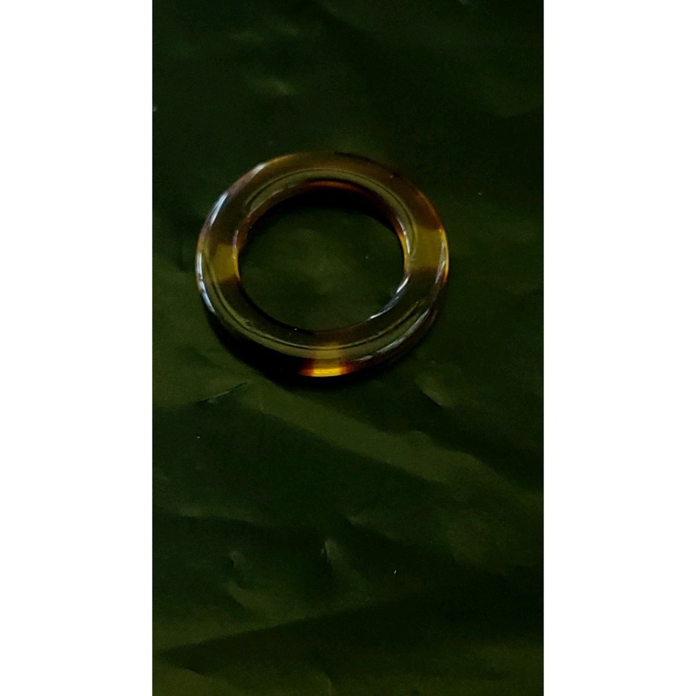 Chunky Amber Lucite Style Band Ring Size 3 Translucent Tortoise Brown Vintage